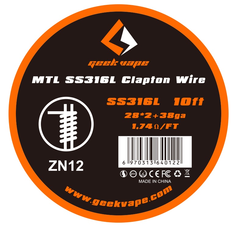 GeekVape 3 Meter SS316L MTL Clapton Wire (0.32mm*2+0.26mm) Wickeldraht - ZN12